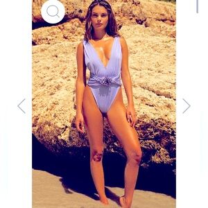 Agua Bendita Lavender One-Piece Swimsuit with Center Rosette